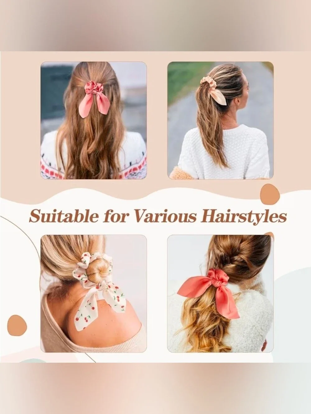 Bunny Ear Hair Scrunchies - Pink & Purple BNIB